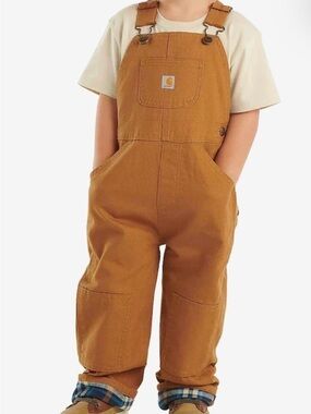 Carhartt Baby Boys' Flannel-Lined Canvas Bib Overalls NWT 12 months